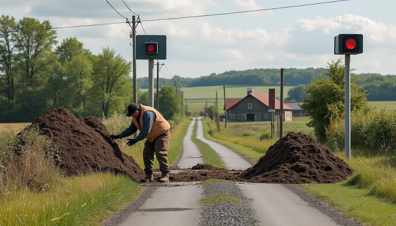 découvrez comment des agriculteurs utilisent un voile de fumier pour masquer des radars, défiant ainsi la surveillance routière dans une action controversée et emblématique.