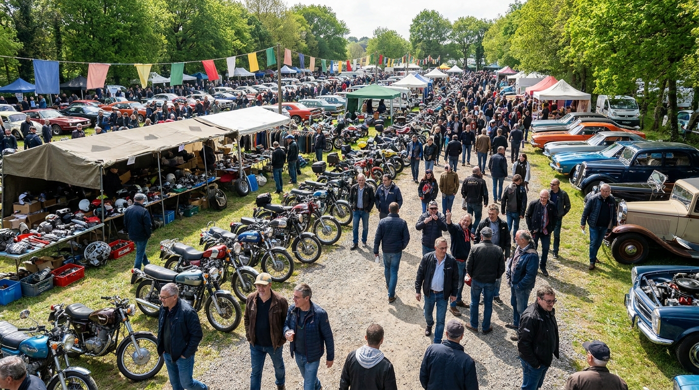 à lanester, la bourse auto-moto de celtic motors rassemble 1 400 passionnés pour échanger, acheter et vendre véhicules et pièces rares dans une ambiance conviviale.