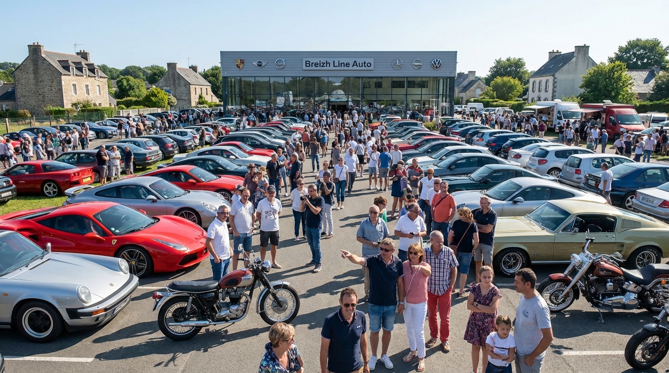 à plougastel-daoulas, plus de 1 000 passionnés se rassemblent chez breizh line auto pour célébrer des voitures et motos d'exception, un événement unique pour les amateurs de belles mécaniques.