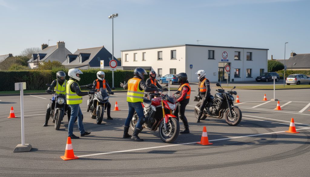 à lanvollon, les motards retrouvent les bons réflexes de conduite grâce à des sessions adaptées à l’auto-école, pour une sécurité renforcée sur la route.